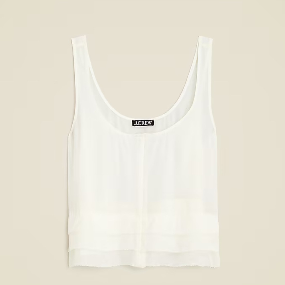 J. Crew Drapey tiered top in crepe de chine in ivory
